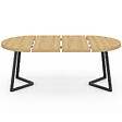 ID MARKET - Table à manger extensible ronde SELMA 4-10 personnes bois et noir 110-200 cm - vignette