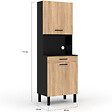 ID MARKET - Buffet de cuisine 60 CM CINA 2 portes + tiroir noir et façon hêtre - vignette