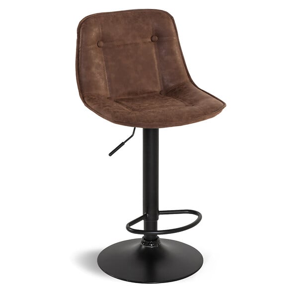 ID MARKET - Lot de 4 tabourets de bar DENVER marron vintage - large