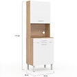 ID MARKET - Buffet de cuisine 60 CM CINA 2 portes + tiroir façon hêtre et blanc - vignette
