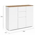 ID MARKET - Buffet 100 cm TOBY 3 portes 2 tiroirs blanc et plateau bois - vignette