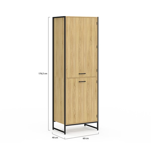 ID MARKET - Colonne de cuisine 60 cm DETROIT 2 portes design industriel - large