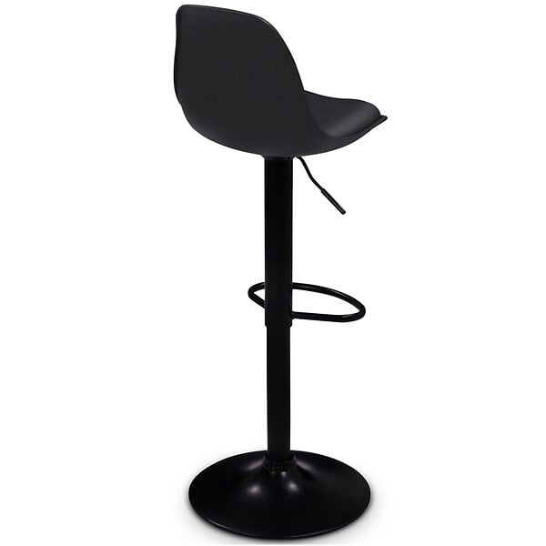 ID MARKET - Lot de 2 tabourets de bar KARL design noir pied noir - large