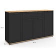 ID MARKET - Buffet 140 cm VITO 4 portes et 1 tiroir noir et bois - vignette