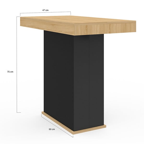 ID MARKET - Table console extensible EDEN 10 personnes 235 cm bois et noir - large