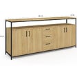 ID MARKET - Buffet 180 cm DETROIT XXL 4 portes et tiroirs design industriel - vignette