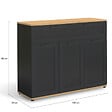 ID MARKET - Buffet 100 cm VITO 3 portes et 1 tiroir noir et plateau bois - vignette