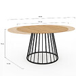 ID MARKET - Table à manger extensible ronde YUNA 4-8 personnes plateau bois et pied filaire en métal 110-150 cm - vignette