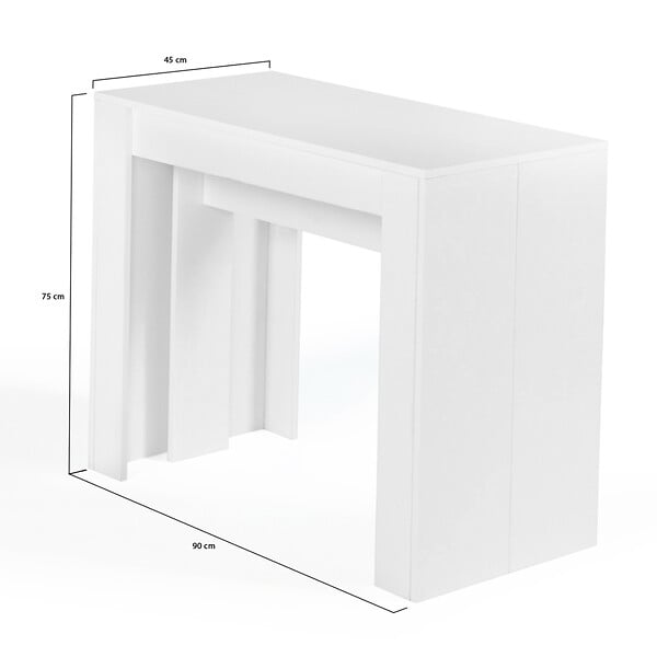 ID MARKET - Table console extensible ORLANDO 14 personnes 300 cm bois blanc - large