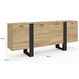 ID MARKET - Buffet enfilade 200 cm PHOENIX XXL 4 portes bois et noir - vignette