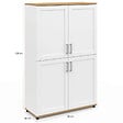 ID MARKET - Buffet haut H. 125 cm VITO 4 portes blanc et bois - vignette