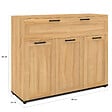 ID MARKET - Buffet 100 cm VITO 3 portes et 1 tiroir façon hêtre et poignées noires - vignette
