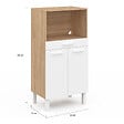 ID MARKET - Buffet mi-haut de cuisine  pour micro-onde 60 cm CINA 1 tiroir 2 portes façon hêtre et blanc - vignette