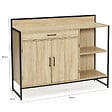ID MARKET - Buffet bas de cuisine 120 CM DETROIT plan de travail H.83 CM 2 portes + tiroir design industriel - vignette