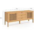 ID MARKET - Buffet bas 140 cm EDHEN 2 portes et 3 tiroirs bois et cannage - vignette