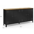 ID MARKET - Buffet 160cm ESTER 4 portes en métal noir plateau bois design industriel - vignette