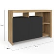 ID MARKET - Buffet 110 cm MALO bois façon hêtre et portes noires - vignette