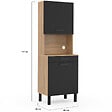 ID MARKET - Buffet de cuisine 60 CM CINA 2 portes + tiroir façon hêtre et noir - vignette