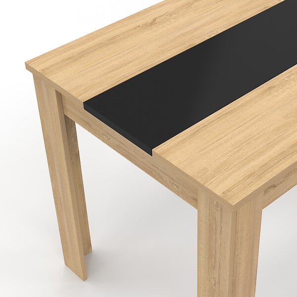 ID MARKET - Table à manger rectangle ROZY 4 personnes façon hêtre et noire 110 cm - large