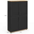 ID MARKET - Buffet haut H. 125 cm VITO 4 portes noir et bois - vignette