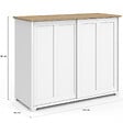 ID MARKET - Buffet 100 cm JANGO 2 portes coulissantes blanc et plateau bois - vignette