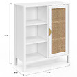 ID MARKET - Buffet d'appoint 3 étagères et placard 70 cm EDHEN bois blanc et cannage - vignette