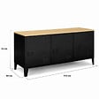 ID MARKET - Buffet bas 113 cm ESTER 3 portes métal noir plateau bois design industriel - vignette