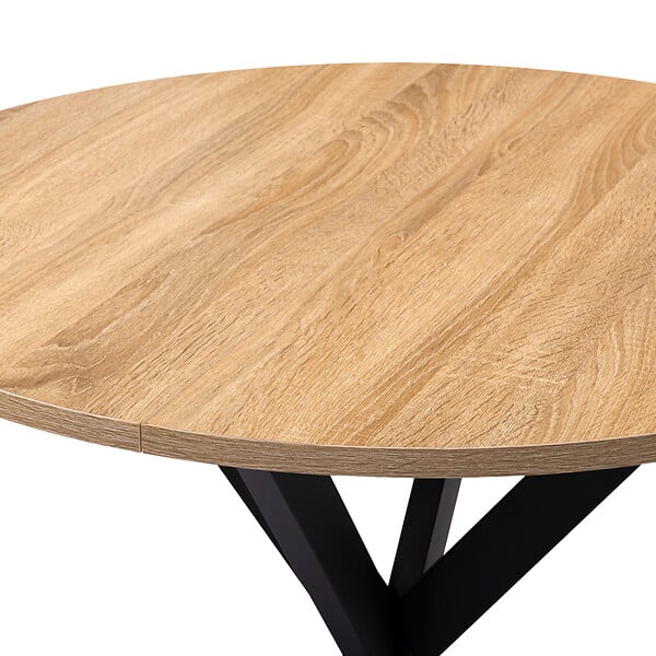 ID MARKET - Table à manger ronde ALIX 4 personnes pied araignée bois et noir 80 cm - large
