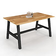 ID MARKET - Table à manger extensible rectangle MADELEINE 6-12 personnes bois et métal noir 160-240 cm - vignette
