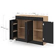 ID MARKET - Buffet bas de cuisine 110 cm ALTO avec rangements façon hêtre et noir - vignette