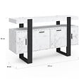 ID MARKET - Buffet 140 cm PHOENIX 4 portes effet marbre blanc ALASKA et noir - vignette