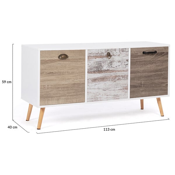 ID MARKET - Buffet bas scandinave 113 cm BAHIA 3 portes - large