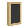 ID MARKET - Table murale pliable MACCHIA avec étagères et tableau craie 2 personnes bois et noir - vignette