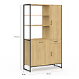 ID MARKET - Buffet de cuisine avec colonne de rangement 100 CM DETROIT 3 portes + tiroir design industriel - vignette