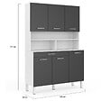 ID MARKET - Buffet de cuisine 120 CM CINA 6 portes + tiroir blanc et gris brillant - vignette