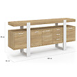 ID MARKET - Buffet 180 cm PHOENIX XXL 4 portes avec 3 tiroirs bois et blanc - vignette