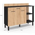 ID MARKET - Buffet bas de cuisine 120 cm CINA plan de travail H.83 cm 2 portes + tiroir noir et façon hêtre - vignette
