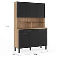 ID MARKET - Buffet de cuisine 120 CM CINA 6 portes + tiroir façon hêtre et noir - vignette