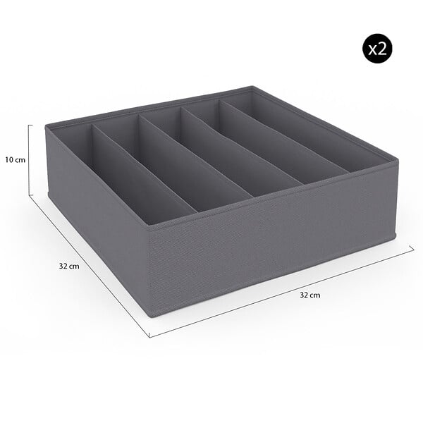 ID MARKET - Lot de 14 boites de rangement tiroir organisateurs de dressings gris anthracite - large