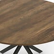 ID MARKET - Table à manger ronde ALIX 6 personnes pied araignée noir et plateau bois foncé HAWKINS 110 cm - vignette