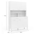 ID MARKET - Buffet de cuisine 120 CM CINA 6 portes + tiroir blanc et blanc brillant - vignette