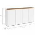 ID MARKET - Buffet 160 cm TOBY 4 portes blanc et plateau bois - vignette
