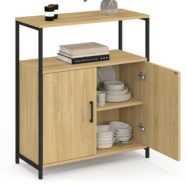 ID MARKET - Buffet d'appoint 1 niche et 2 portes 70 cm DETROIT design industriel - large