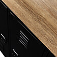 ID MARKET - Meuble de bar buffet ESTER 3 portes en métal noir plateau façon hêtre - vignette