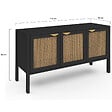 ID MARKET - Buffet bas 110 cm EDHEN 3 portes bois noir et cannage - vignette