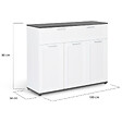 ID MARKET - Buffet 100 cm VITO 3 portes et 1 tiroir blanc et plateau gris - vignette