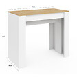 ID MARKET - Table console extensible ORLANDO 14 personnes 300 cm blanc et façon hêtre - vignette