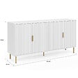 ID MARKET - Buffet 160 cm MARCEL 4 portes blanc effet lattes et finitions dorées - vignette