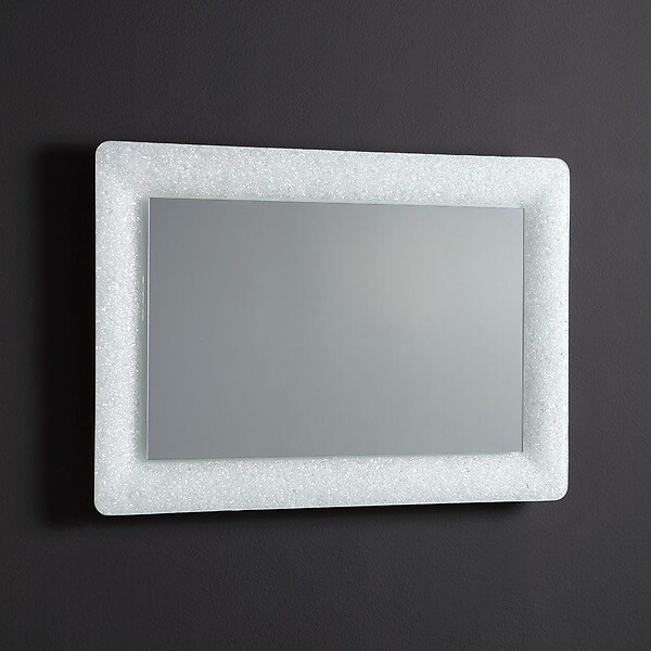 KIAMAMI VALENTINA - Miroir Blanc Encadré En Verre Fusionné Avec Grit Et Led 90X62 - large