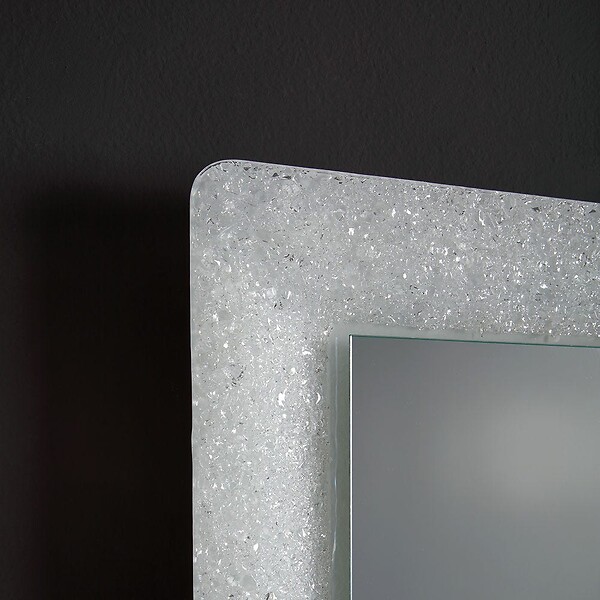 KIAMAMI VALENTINA - Miroir Blanc Encadré En Verre Fusionné Avec Grit Et Led 90X62 - large